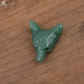 

3PCS/Lot,30x35mm Natural Stone Green Aventurines Carved Wolf Head Pendant Necklace DIY Figurine Jewelry Findings XG-15AMAH