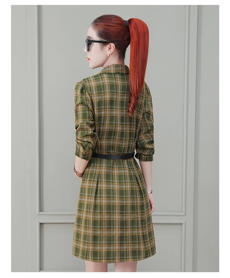Long Section Plaid Windbreaker Female Spring And Autumn Fashion New Temperament Slim Windbreaker Coat Tide HHH0023
