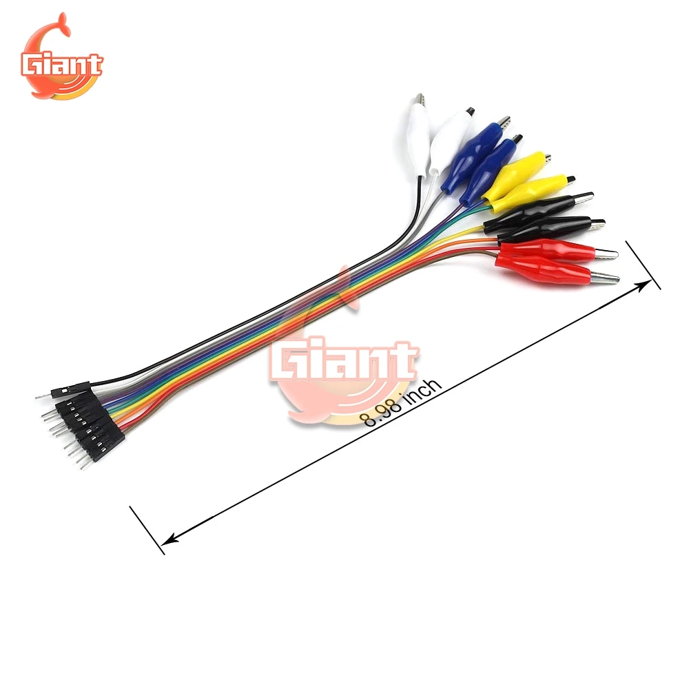 20/30cm 10Pin Double-end Alligator Clips Jump Wire Male Female Crocodile Clip Test Lead Jumper Dupont Line Cable DIY Connection