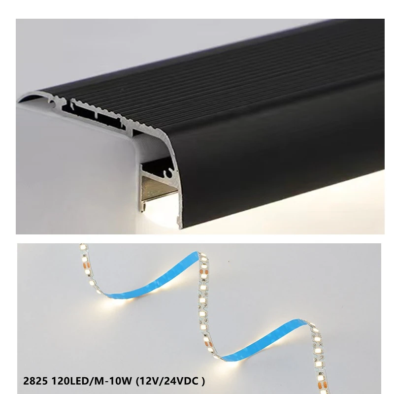3pack 2m 6.6ft Stair Light Aluminium Channel,screw Conce Staircase Edge Cover Sensor Led Strip