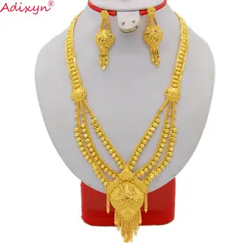 

Adixyn Ethnic Necklace&Earrings Jewelry Set for Women Gold Color & Copper African/Arab Wedding/Party Bride Gifts N05213