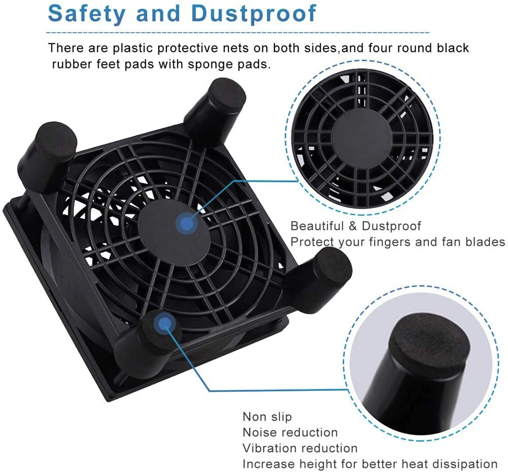 Gdstime 5V USB Router Fan TV Box Cooler 80mm 92mm 120mm 140mm PC DIY Cooler W/Screws Protective net Silent Desktop Fan