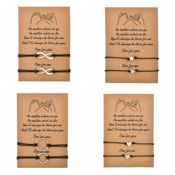 

MissCyCy 2pcs/set Adjustable Bead Rope Bracelet Set For Women Men 2020 New Couple Bracelets Bangles Valentine's Day Gift Jewelry