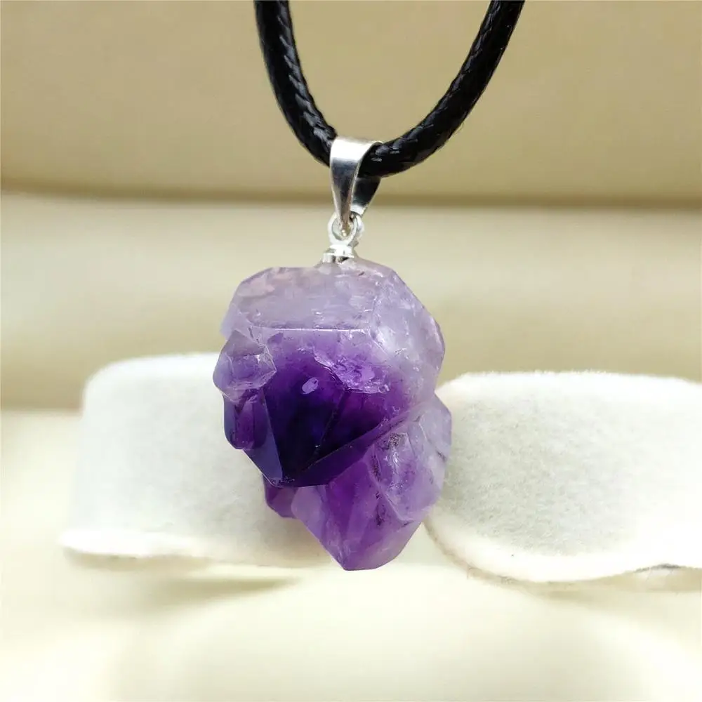 

Genuine Natural Lavender Amethyst Quartz Purple Raw Material Crystal Pendant Fashion 22x17mm Healing Stone AAAA