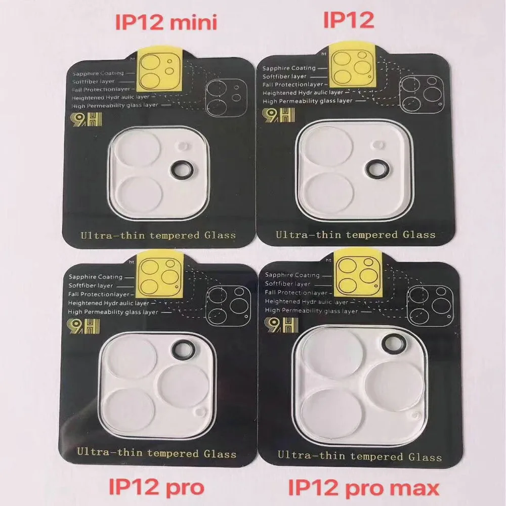 100pcs Camera Lens Tempered Glass Screen Protector For iPhone 12 Pro Max Mini Full Cover Protective Film With Black Circle