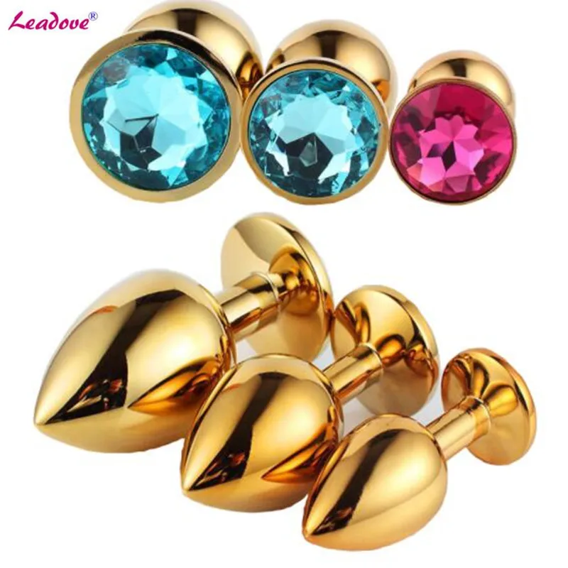 Small Size Golden Stainless Steel Round Diamond Shape Jewelry Metal Butt Plug Anal Adult Sex Toy for Women 70mm*28mm GS0302 | Красота и