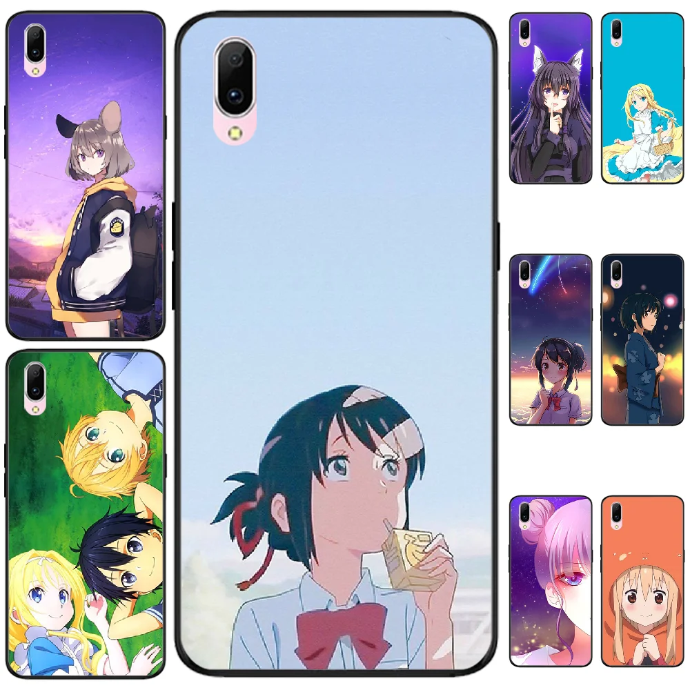 BaweiTE Cute girl comics TPU black Phone Case Cover Hull For VIVO V11 9 7 5 5S 11I Y11PRO V7 7PLUS Y31 | Мобильные телефоны и