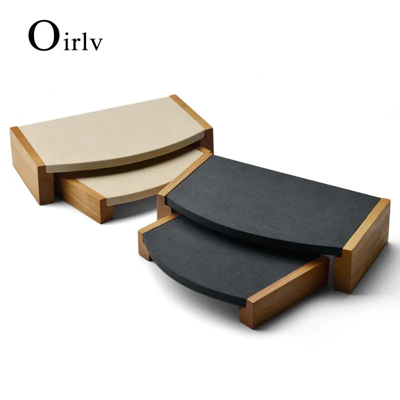 Oirlv 2 шт./компл. Деревянный Браслет Кулон Кольцо Дисплей стенд с микрофибры Многофункциональный держатель ювелирных изделий витрина - Цвет: SM032