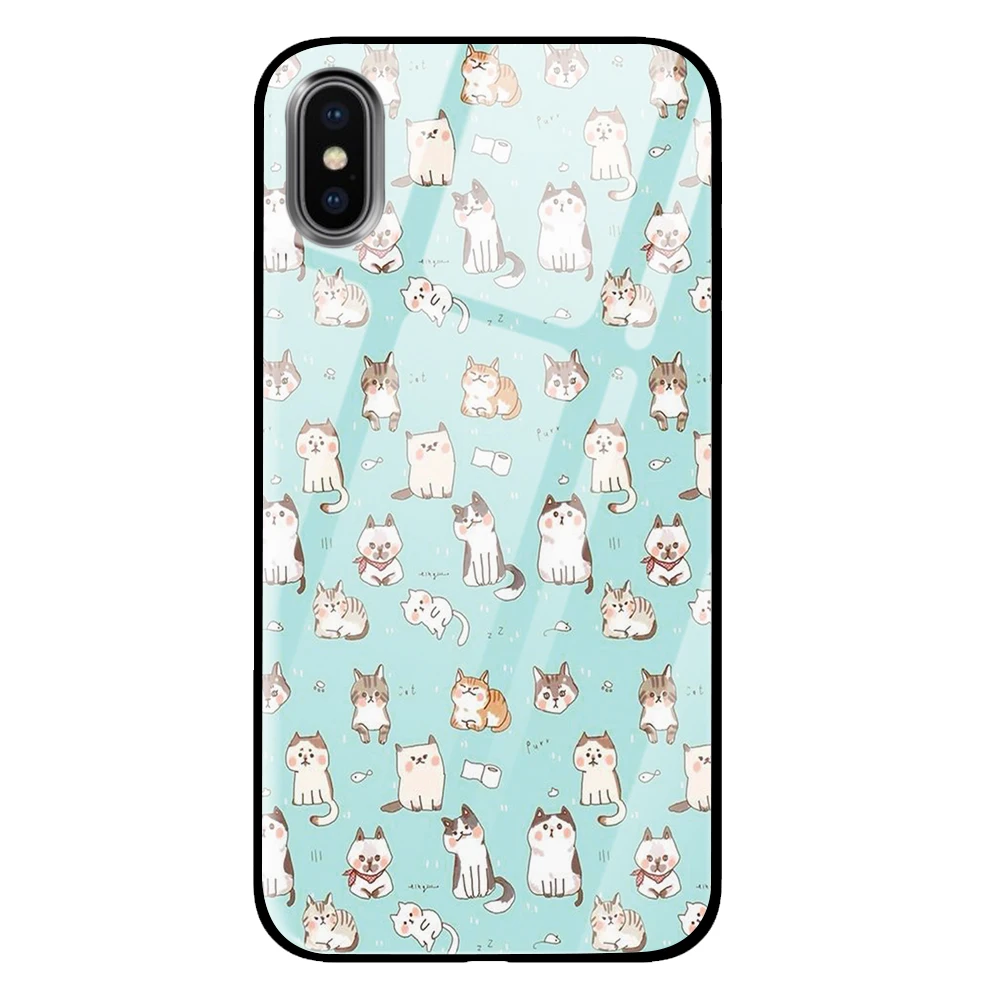 Камуфляжная кошка собака для iPhone 5 5S SE 6 6s 7 8 Plus X XS Max XR закаленное стекло чехлы для телефонов - Цвет: 12