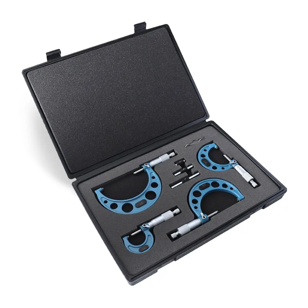 

4Pcs 0-4" 0.0001" Outside Micrometer Set High-precision Carbide Tipped Metric Gauge Screw Thread Caliper Measuring Tools