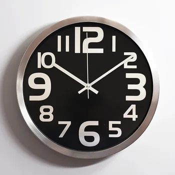 

Clock Industrial Style Modern Simple Atmosphere round Clock Creative Living Room Bedroom Mute Metal Aluminum Hanging Clock