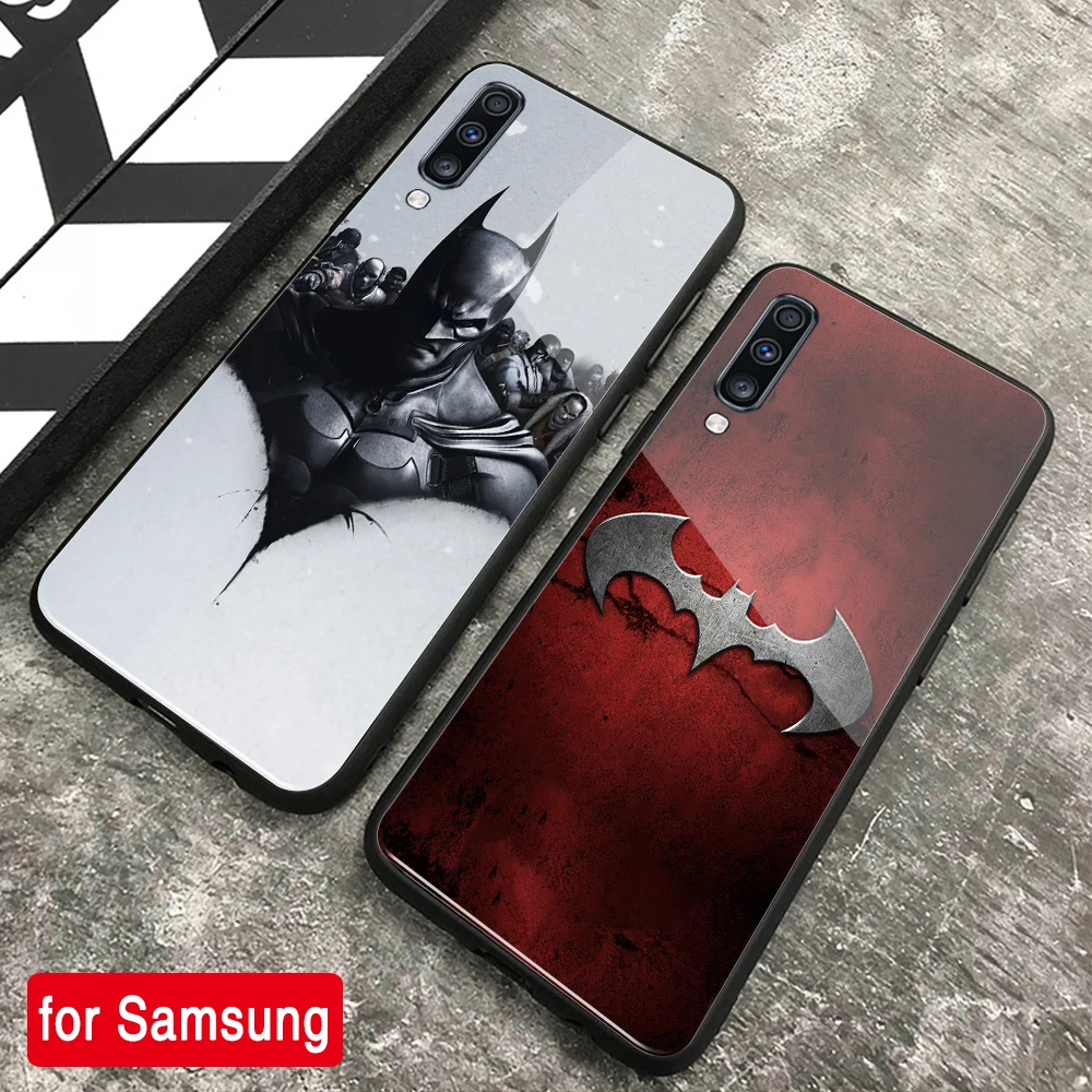 

For Samsung A7 2018 Case Marvel batman Hard Back Glass Case for Samsung Galaxy A20 A30 A40 A50 A60 A70 A80 A7 A8 2017 2018 PLUS