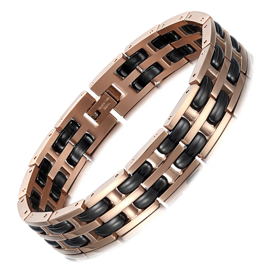 Двойной керамический из нержавеющей стали Регулируемые цепочки и браслеты для мужчин Мода простой стиль ювелирные изделия браслет