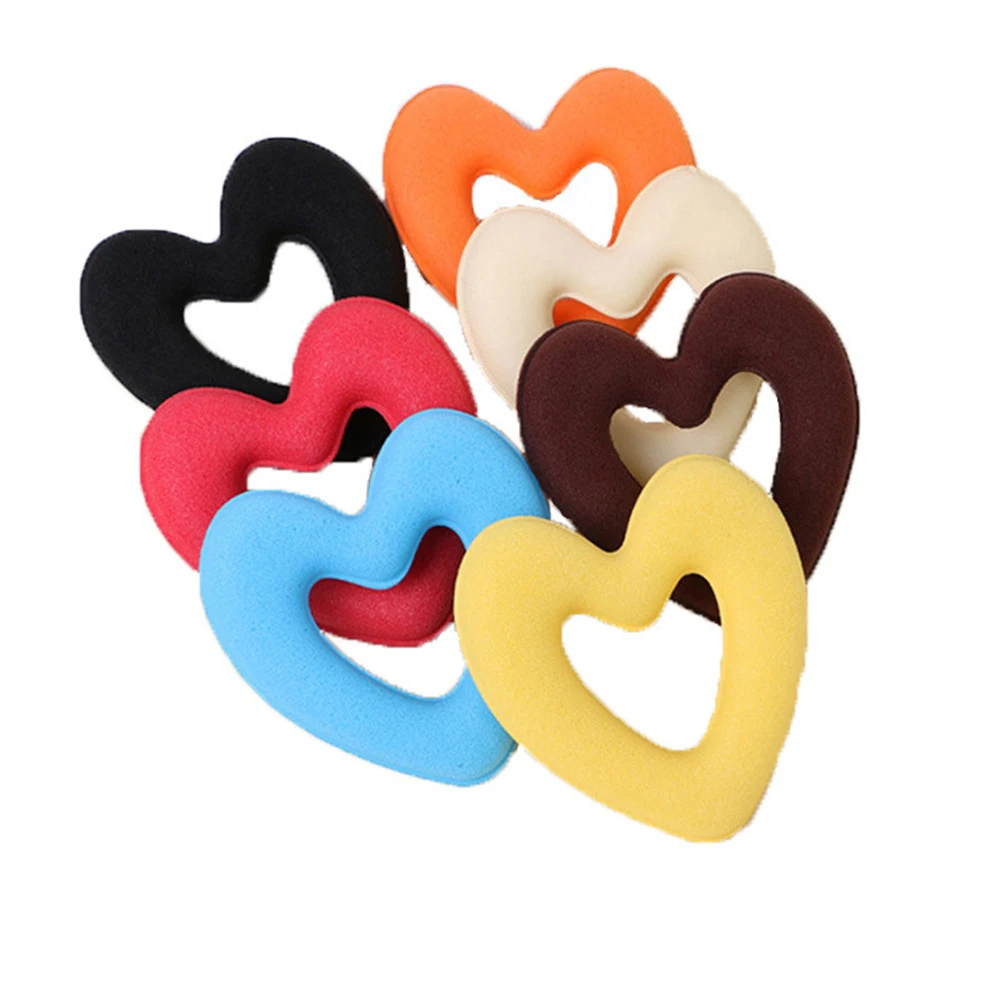 1 Set Fashion Heart Shape Hair Styling Tool Hair Bands for Women Girls Sponge Bract Head Meatball Ring Donut Hair Accessories