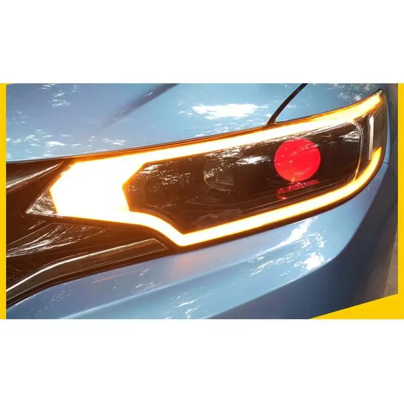 Лампа для укладки экстерьера Drl Cob Дневной светодиодный аксессуар для бега фары Задние Автомобильные фары в сборе 14 15 16 17 18 для Honda Fit