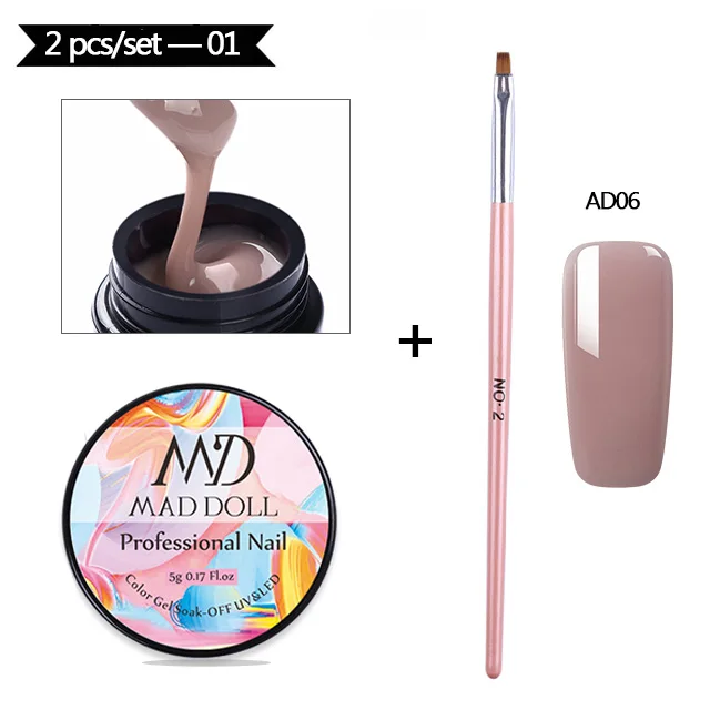 Set 12 MAD DOLL Poly Quick Extension UV Gel Set Clear White Pink Builder Nail Gel Polish for Nail Extensions Nail Forms Acrylic Tips - Цвет: Set 12