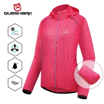

QUESHARK Professional Large size Women Windproof Cycling Jackets Riding Jerseys Windbreaker UV Protection Bicycle Camping Coat