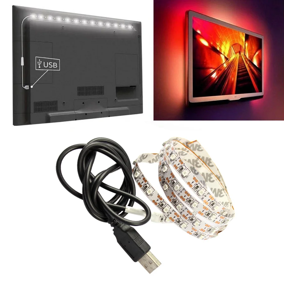 USB Водонепроницаемый светодиодный светильник гибкая лента RGB SMD 5050 1 м 2 3 диод 5 в