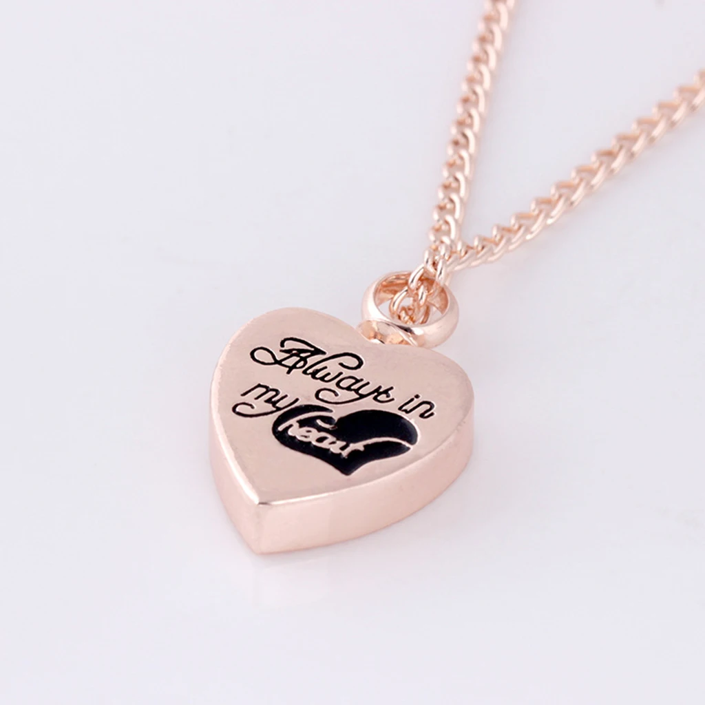 Urn Cremation Jewelry Necklace Heart Pendant Necklace Keepsake Rose Gold