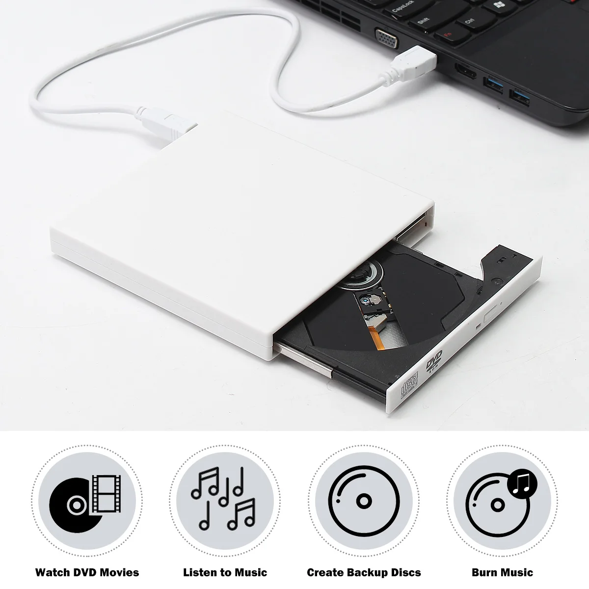  LEORY USB 2.0 External CD-RW/DVD-RW Burner Drive CD DVD ROM Combo Writer for Mac Laptop Notebook FW