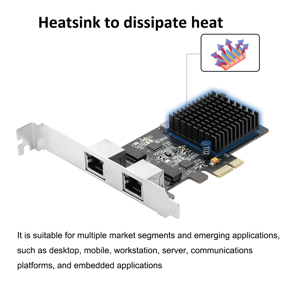 Cartão de Controlador Adaptador de Rede com 2 Iocrest Gbase-t Gigabit Portas 2500mbps Pcie 2.5gb Ethernet Rj45 Lan 2.5 - Imagem 3