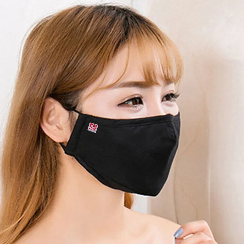 

10pcs Black Cotton Face Mask Anti Dust Pollution PM2.5 Reusable Mask With Carbon Filter Insert Mouth Mask Protective Filter Mask