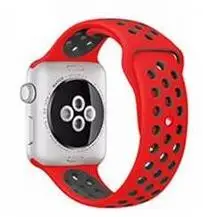 Роскошный резиновый 42 мм 38 мм 40 мм 44 мм ремешок для iwatch спортивный браслет для Apple силиконовый ремешок часов серии 5 и 4 и 3 и 2 и 1 - Цвет ремешка: red black
