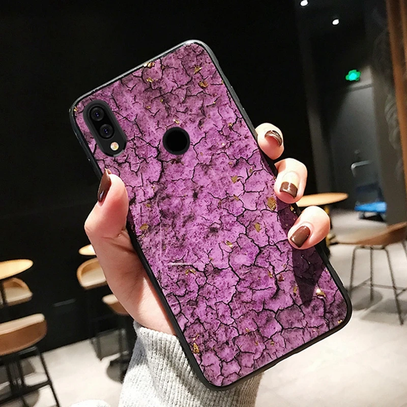 Marble Purple Мягкий силиконовый чехол для телефона huawei P Smart чехол милый 3D Ститч Кот Единорог задняя крышка для Honor 10 Lite Роскошный чехол - Цвет: Marble Purple