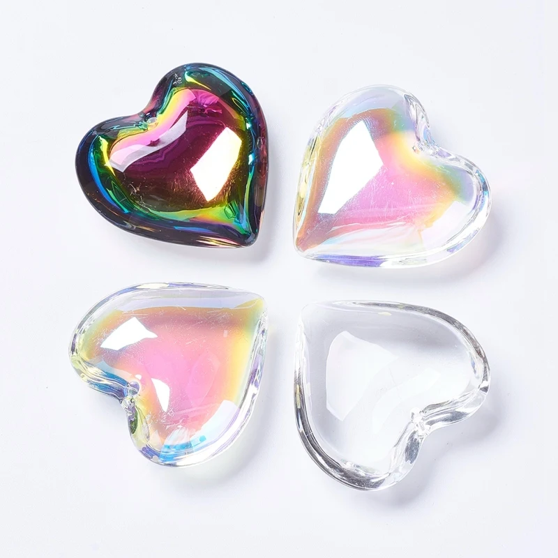 20pcs Glass Heart Pendants for necklace jewelry making DIY Necklace Crafts 42x43.5x15mm, Hole: 2mm F60