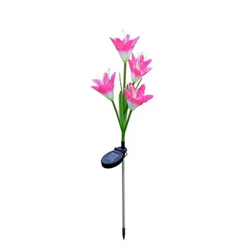 

Solar color LED lily lawn garden lamp 4 flowers EVA Low power consumption Removable Night light Lawn lamp