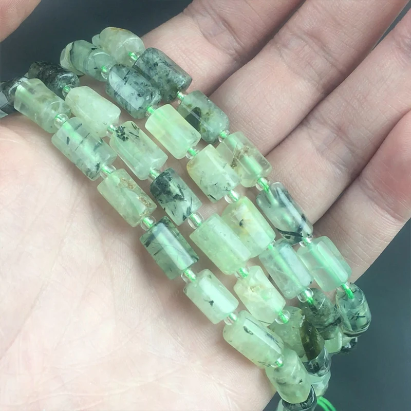 

Natural Faceted Green Prehnites Stone Beads Cylinder Loose Beads For DIY Jewelry Making Bracelet Charms Accessories 7.5inches