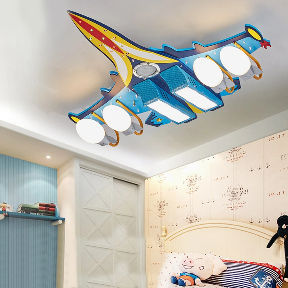 

bluetooth music ceiling lamp cartoon aircraft remote control lights living room childs bedroom decorations suspension luminaire