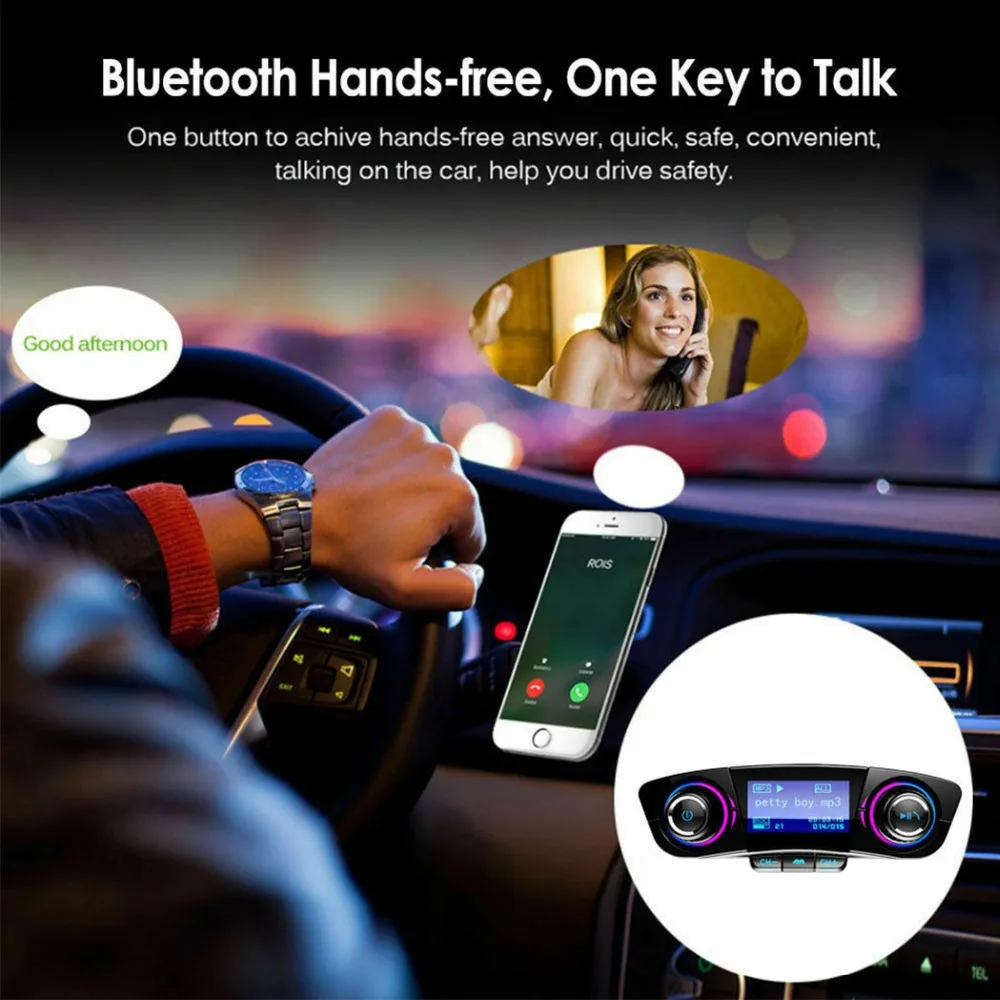 Car Aux bluetooth Handsfree Kit fm transmitter LCD MP3 Player Dual USB Charger 2.1A TF card U Disk Hands Free Car Kit