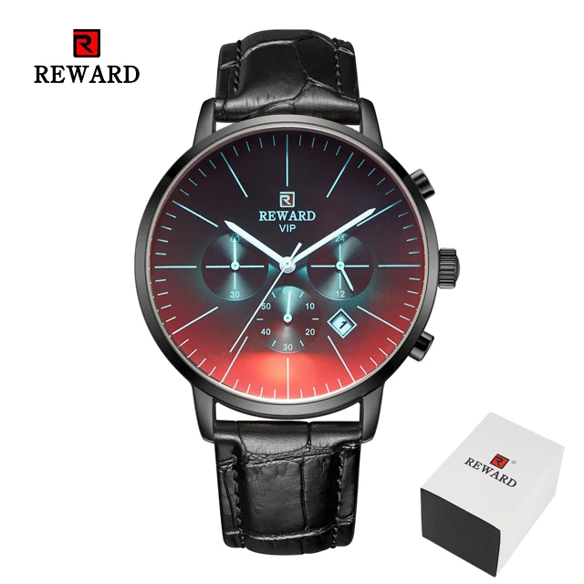 Leather Black Box Новинка, Модные Цветные часы с ярким стеклом для мужчин, топ класса люкс, Брендовые мужские часы с хронографом из нержавеющей стали, деловые часы, мужские наручные часы - Цвет: Leather Black Box