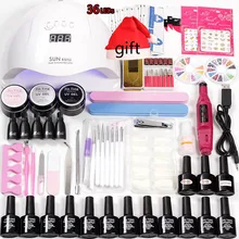 Нейл-арт Набор для маникюра 20000 ОБ/мин, электрический Фрезер для ногтей, маникюр, машинка для маникюра, 18/36 шт. светодиодов УФ лампа 12 Цвет гель для наращивания ногтей комплект