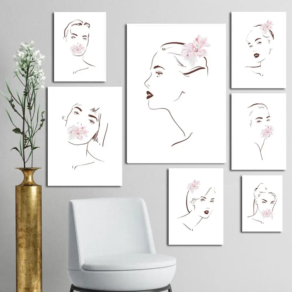 

Abstract Lady Line Drawing Picture Home Decor Nordic Canvas Painting Wall Art Figure Body Hand Posters and Print for Living Room