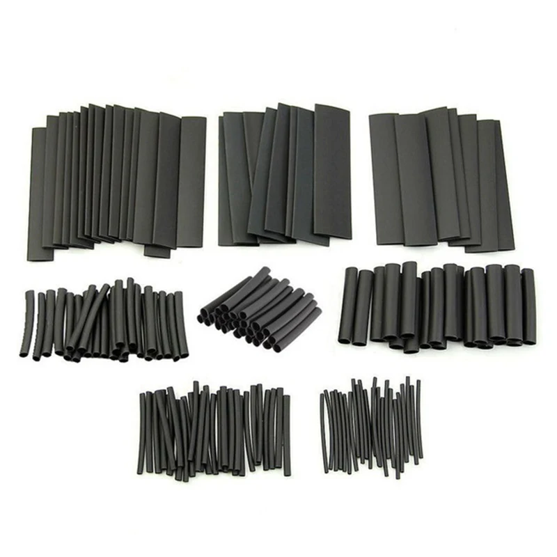 

381pcs Weatherproof Heat Shrink Tubes Black Glue Sleeving Glue Assortment Kit ( 381 pcs includ 3 set,127 pcs/set), Black