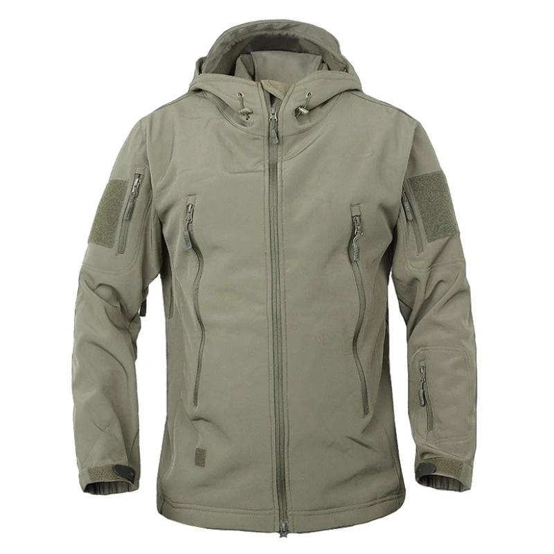 Мужская Уличная Водонепроницаемая флисовая куртка для охоты, ветровка, лыжное пальто, для кемпинга, туризма, рыбалки, верхняя одежда - Цвет: Зеленый