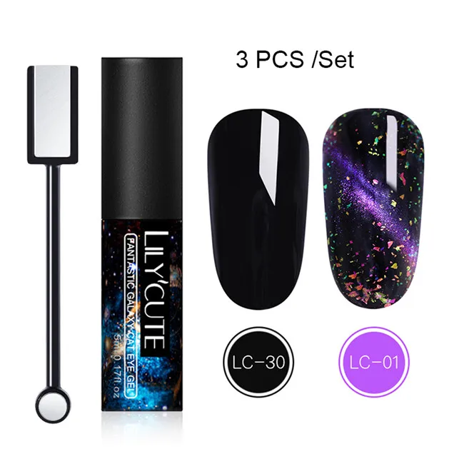 3pcs 1 LILYCUTE 5 мл 9D Хамелеон для использования с магнитом Гель-лак Сияющий мерцающий фиолетовый зеленый Смешанные цвета Дизайн ногтей замочить от УФ-гель-лака - Цвет: 3pcs 1