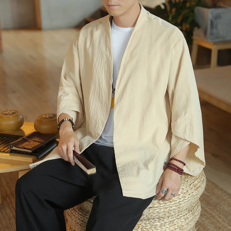  GuoYuanyu Kimono Cardigan kimono para hombre, kimono japonés,  túnica tradicional para playa, delgada, para vacaciones, cosplay, disfraz  Yukata, camisa unisex GaYouny (color: blanco, talla: XXL) : Hogar y Cocina