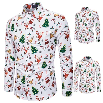 

Fashionable new brand men's shirt men's stage style daily leisure christmas design men's polo long sleeve shirt