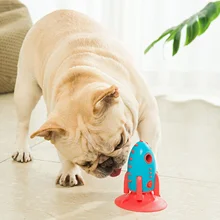 

Rocket Shape Pet Dog Chew Toy Teeth Cleaning Small Medium-Size Dogs Food Indoor Interactive Suction Cup Educational Silicone Toy