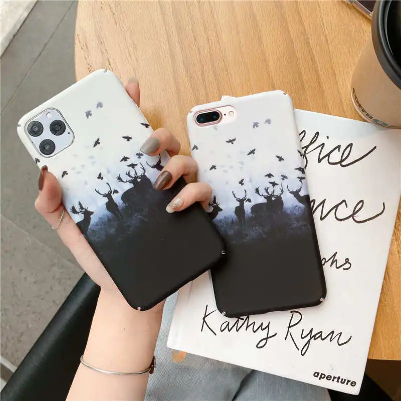 

Fashion Cute Cartoon Deer Hard PC Case For Xiaomi Redmi Note 8 Pro 7 K20 K30 Back Cover For Xiaomi Mi A3 Lite A2 6X 9T 10 Pro