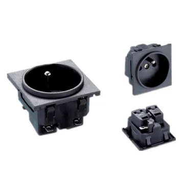 

Black round embedded industrial outlet European Franch standard 250V 16A universal uninterruptible AC power socket