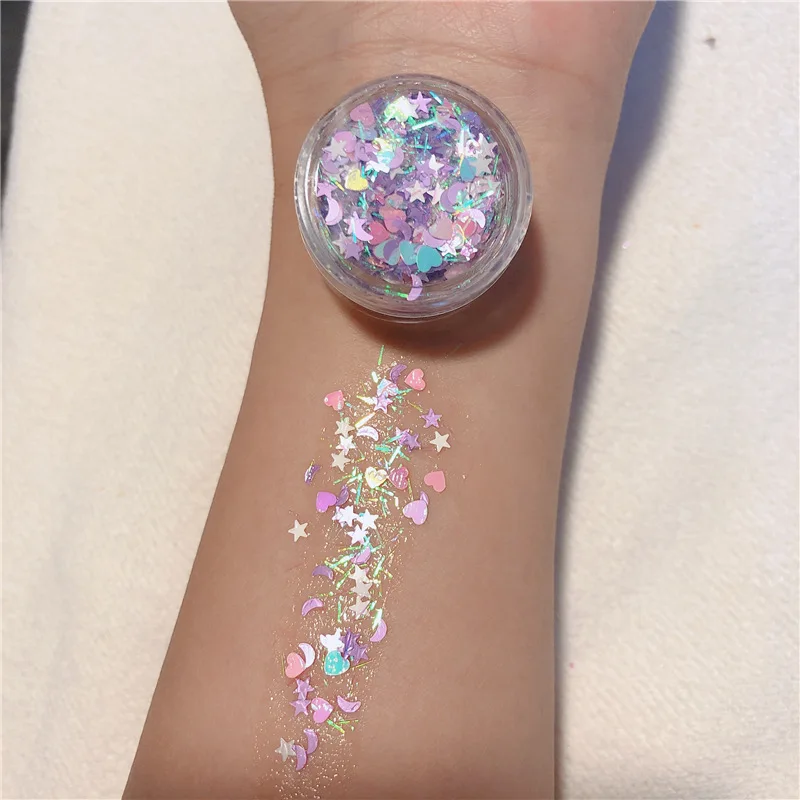 1pcs 24colors Pigment Eye Shadow Shimmer Sparkling Diamond Holographic Chunky Glitter Gel Sequins Mermaid Sequins Powder 5665