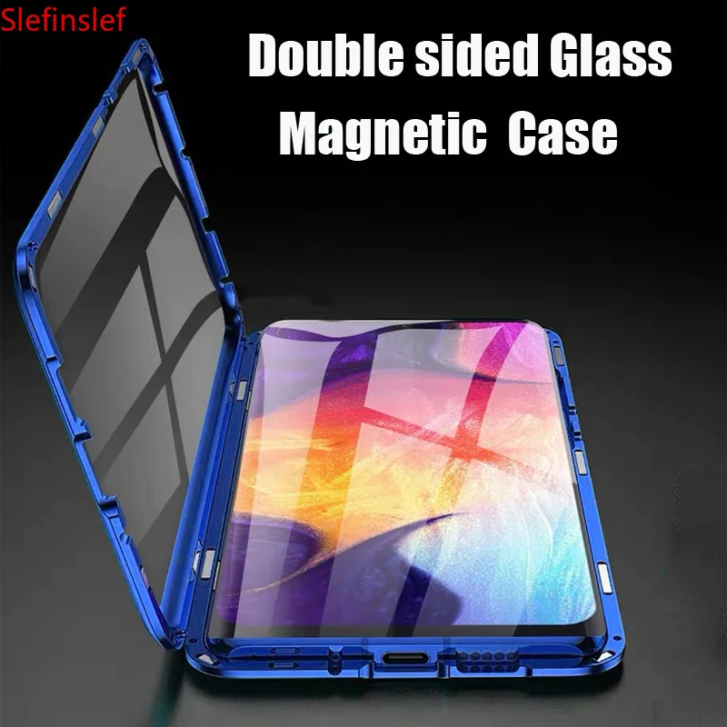 Магнитный адсорбционный магнит, чехол для телефона samsung Galaxy S10 Lite S9 S8 Plus Note 10 Pro A50 A60 A70, двойное закаленное стекло
