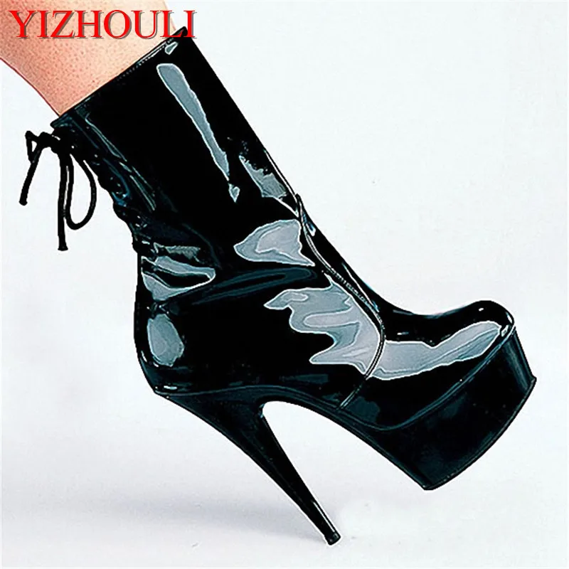 

fashion sexy knight female ladies 6 inch high heels platform 15cm pole dancing ankle boots autumn winter shoes
