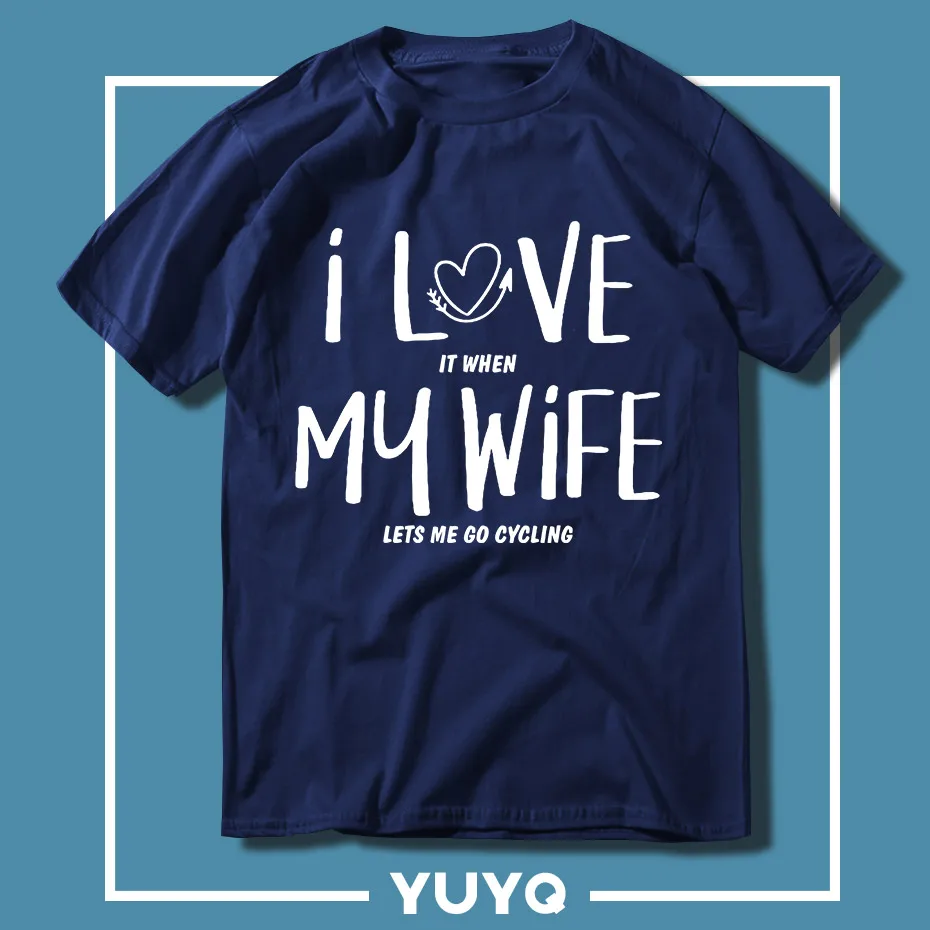 Мужская футболка с надписью I Love My Wife в байкерском стиле забавным принтом на день