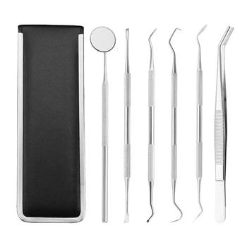 

6Pcs Rust-free Dental Tool Set Dental teeth Clean hygiene Picks Mirror Kit Oral Dental cleaning Inspection Dental floss Cleaner