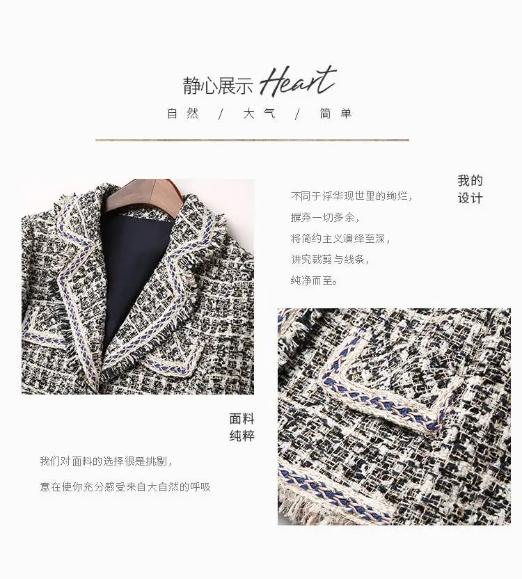 Heydress Осенняя клетчатая Женская куртка с карманом Офисная женская элегантная шерстяная куртка на одной пуговице женские тонкие пальто с отложным воротником